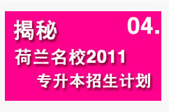 揭秘荷蘭名校2011專升本招生計劃